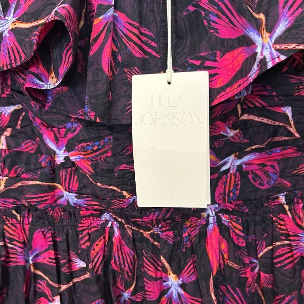 Ulla Johnson | NWT Caprice Floral Cotton Off-Shoulder Zinnia Midi Dress- Size 0 - Picture 12 of 15